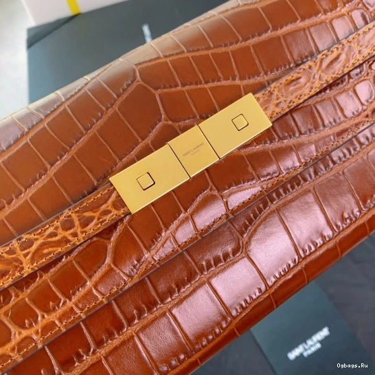 YSL LEATHER CLUTCH CROCODILE-EMBOSSED IN MANHATTAN 0712